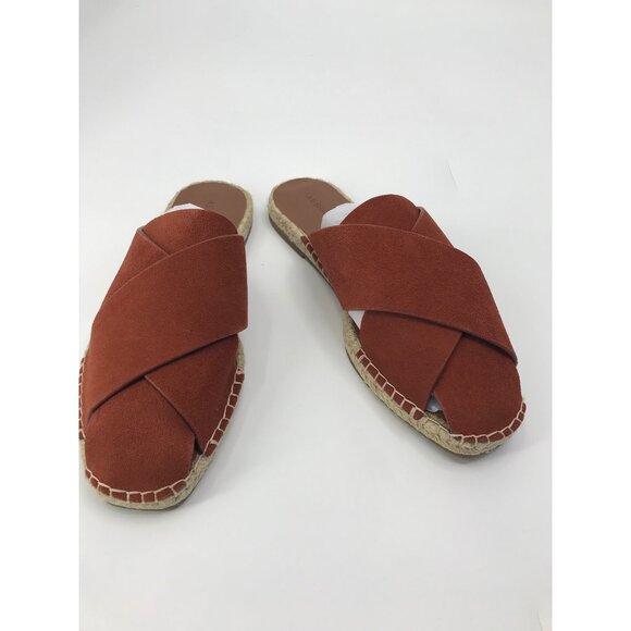 Aerosoles Halley Slide Cross Strap Suede Espadrille Mules Brown Size 7 NWOB - Picture 1 of 6